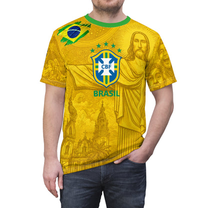 Brazil CBF Soccer T‑Shirt with Christ the Redeemer Graphic