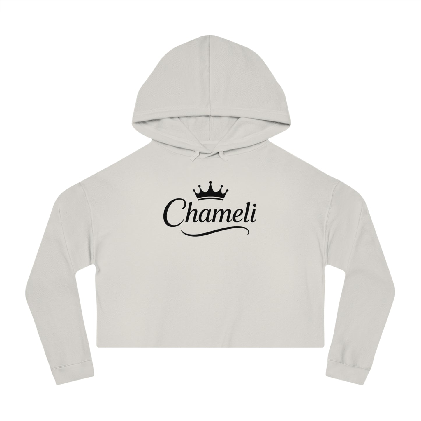 Cropped Hoodie — "Chameli" Script Crown Logo Women’s Hooded Sweatshirt