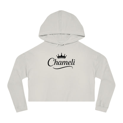 Cropped Hoodie — "Chameli" Script Crown Logo Women’s Hooded Sweatshirt