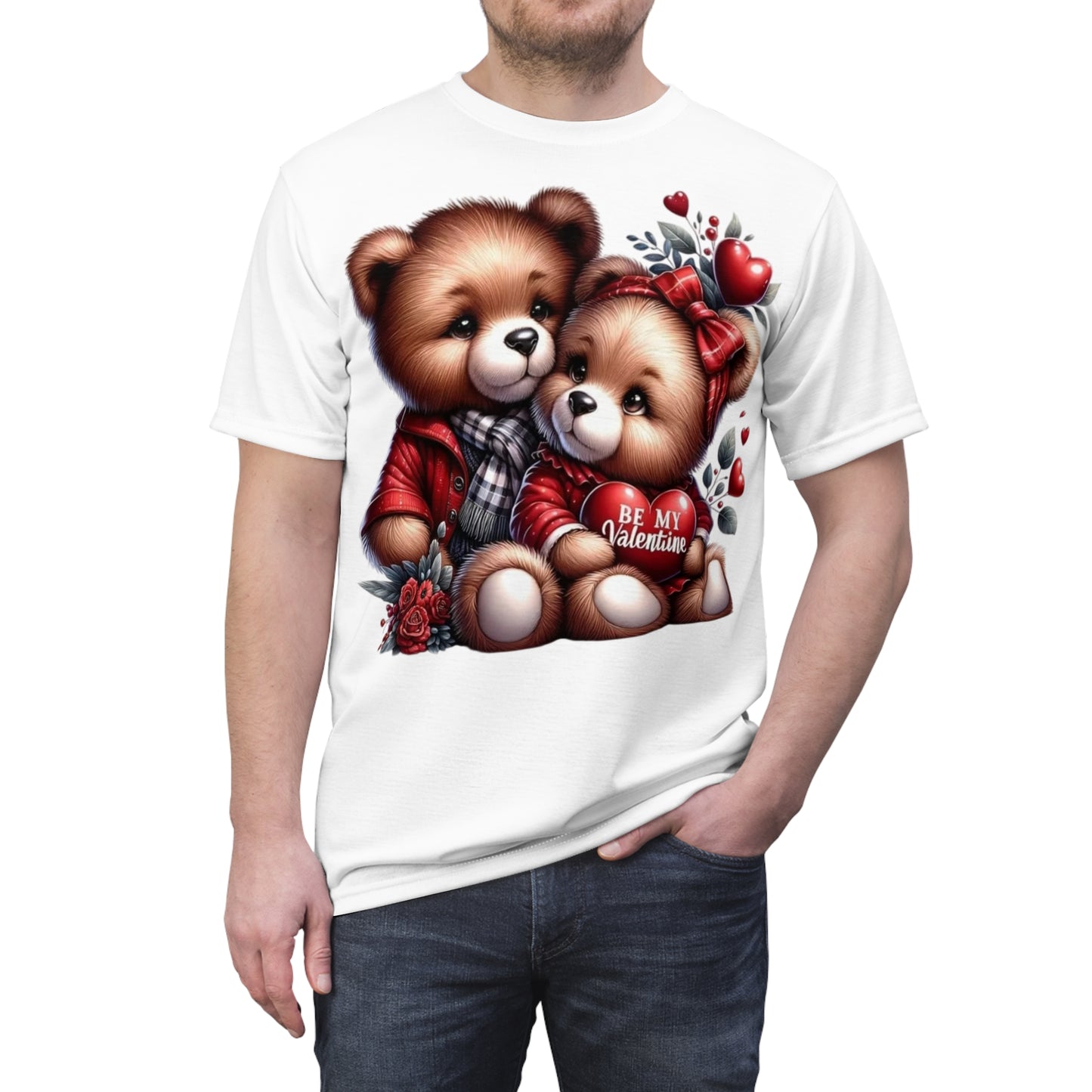 Valentine Teddy Bears Tee — "Be My Valentine" Cute Couple Graphic Shirt