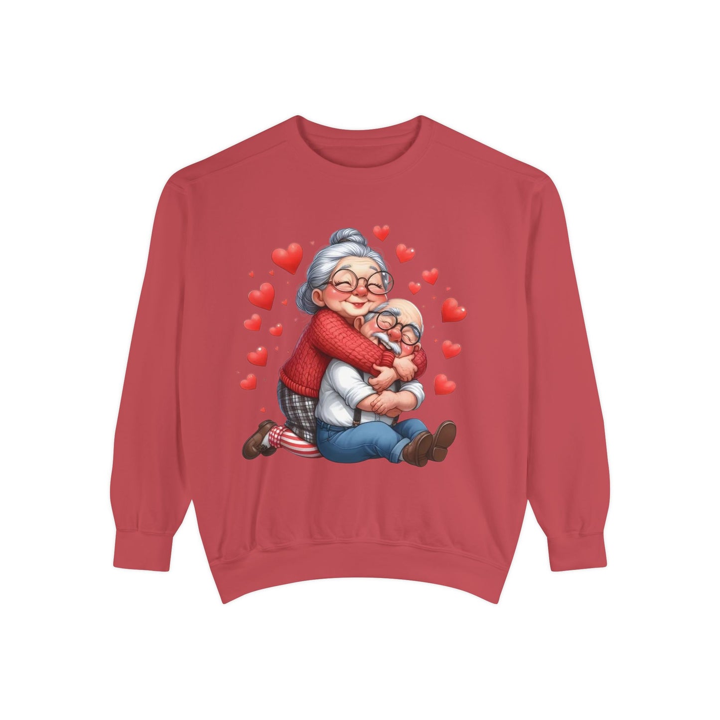 Grandma Hug Sweatshirt — Cute Grandma & Child Illustration with Hearts