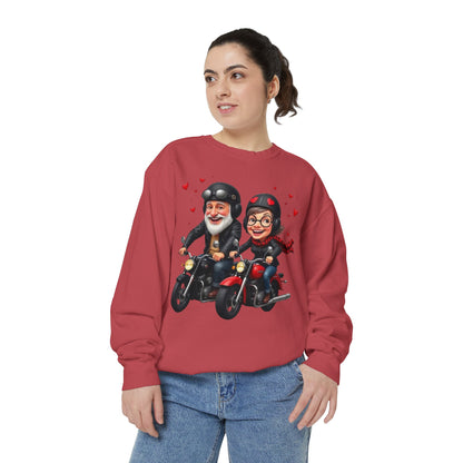 Couple Biker Sweatshirt — Cute Riding Grandparents with Hearts