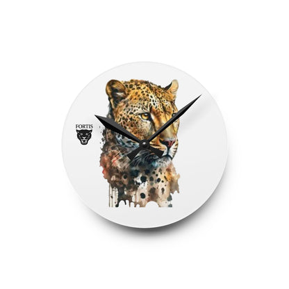Leopard Watercolor Acrylic Wall Clock — Wildlife Art Home Decor
