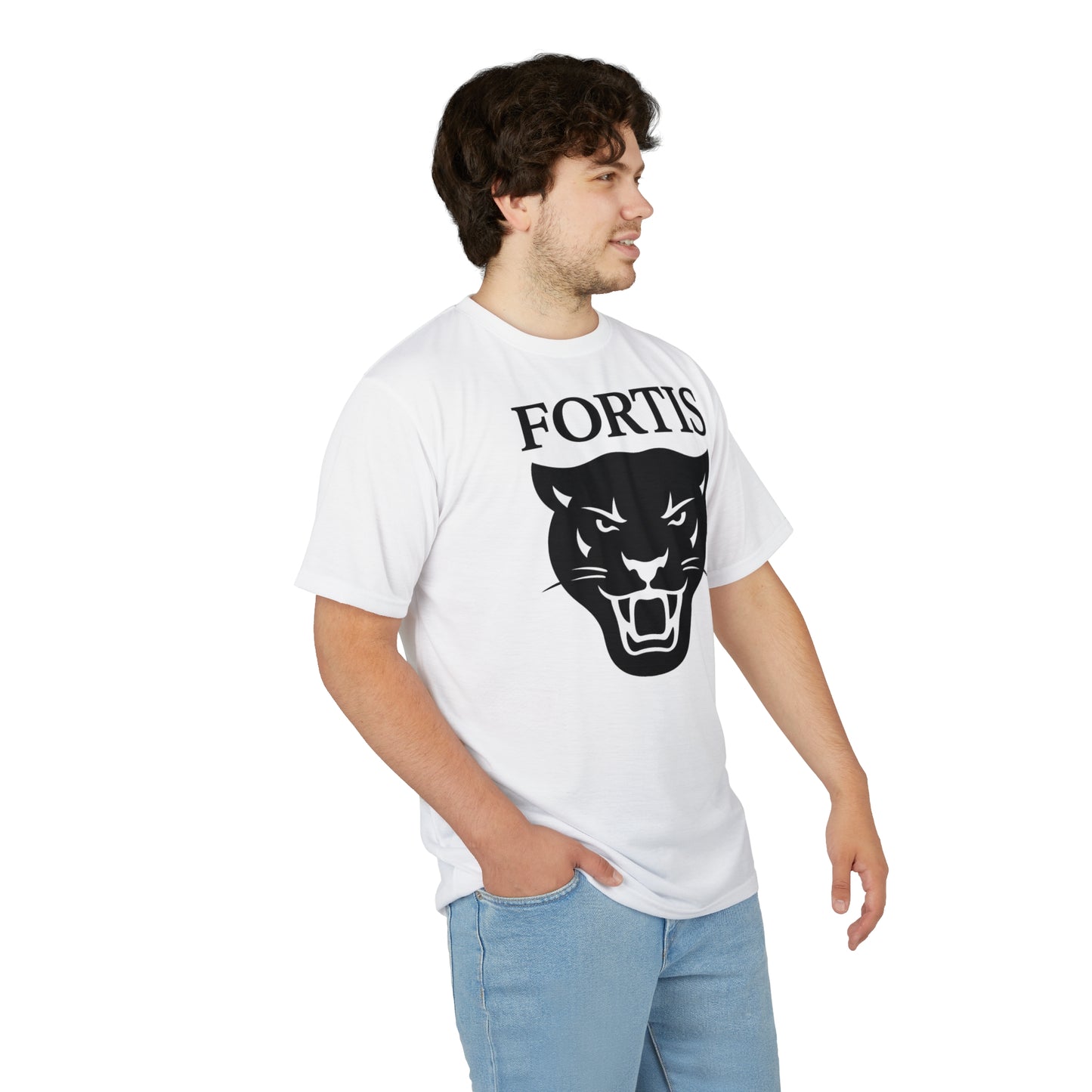 Fierce Panther Graphic Tee - Unisex AOP Shirt with 'FORTIS'