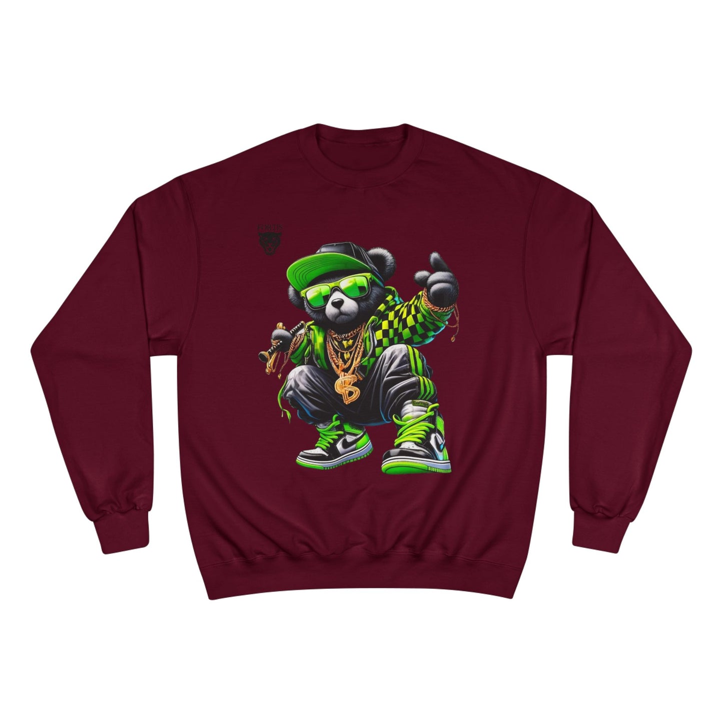 Hip Hop Bear Champion Sweatshirt — Streetwear Crewneck with ‘Champion’ Style Graphic