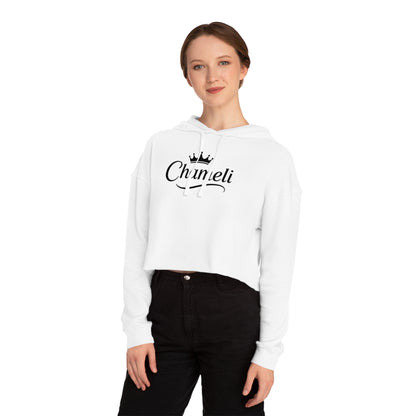 Cropped Hoodie — "Chameli" Script Crown Logo Women’s Hooded Sweatshirt