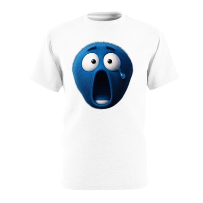 Blue Shocked Emoji T-Shirt — Funny Fuzzy Face Graphic Tee