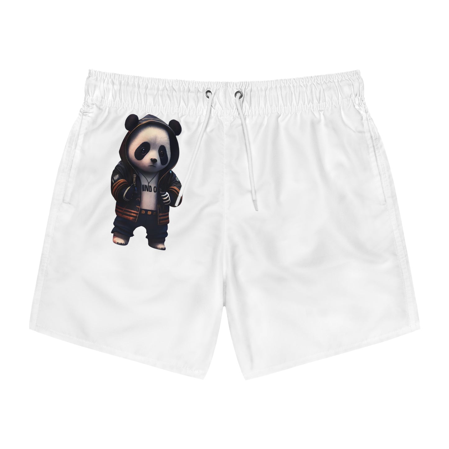 Bear Streetwear Swim Trunks – Black Hoodie Teddy Graphic