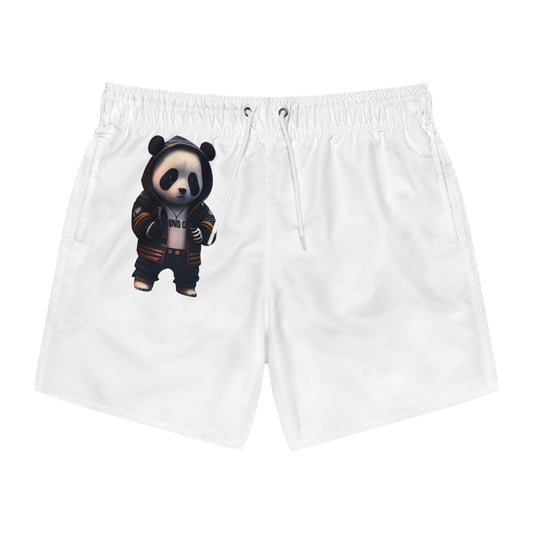 Bear Streetwear Swim Trunks – Black Hoodie Teddy Graphic