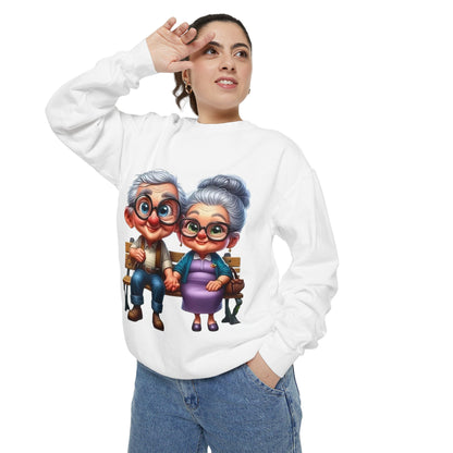 Grandparents Sitting on Bench Cute Couple Sweatshirt