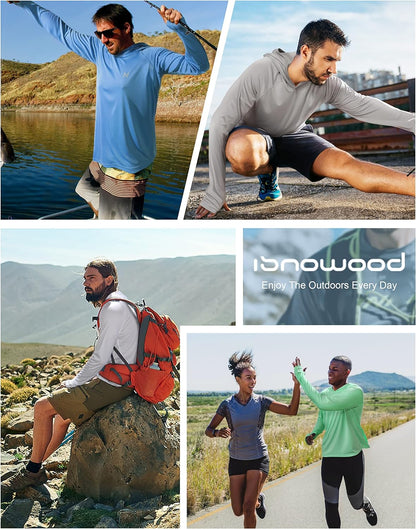 Sun Shirt UPF 50+ Men'S Fishing Shirt Long Sleeve UV Protection Hoodie Rash Guard for Swimming Running Hiking Light