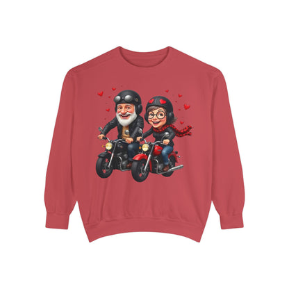 Couple Biker Sweatshirt — Cute Riding Grandparents with Hearts