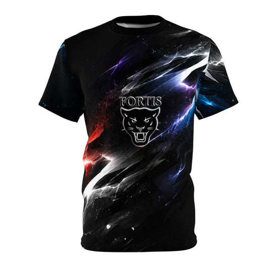 Fortis Panther All-Over Print Tee — Black Nebula Graphic Shirt