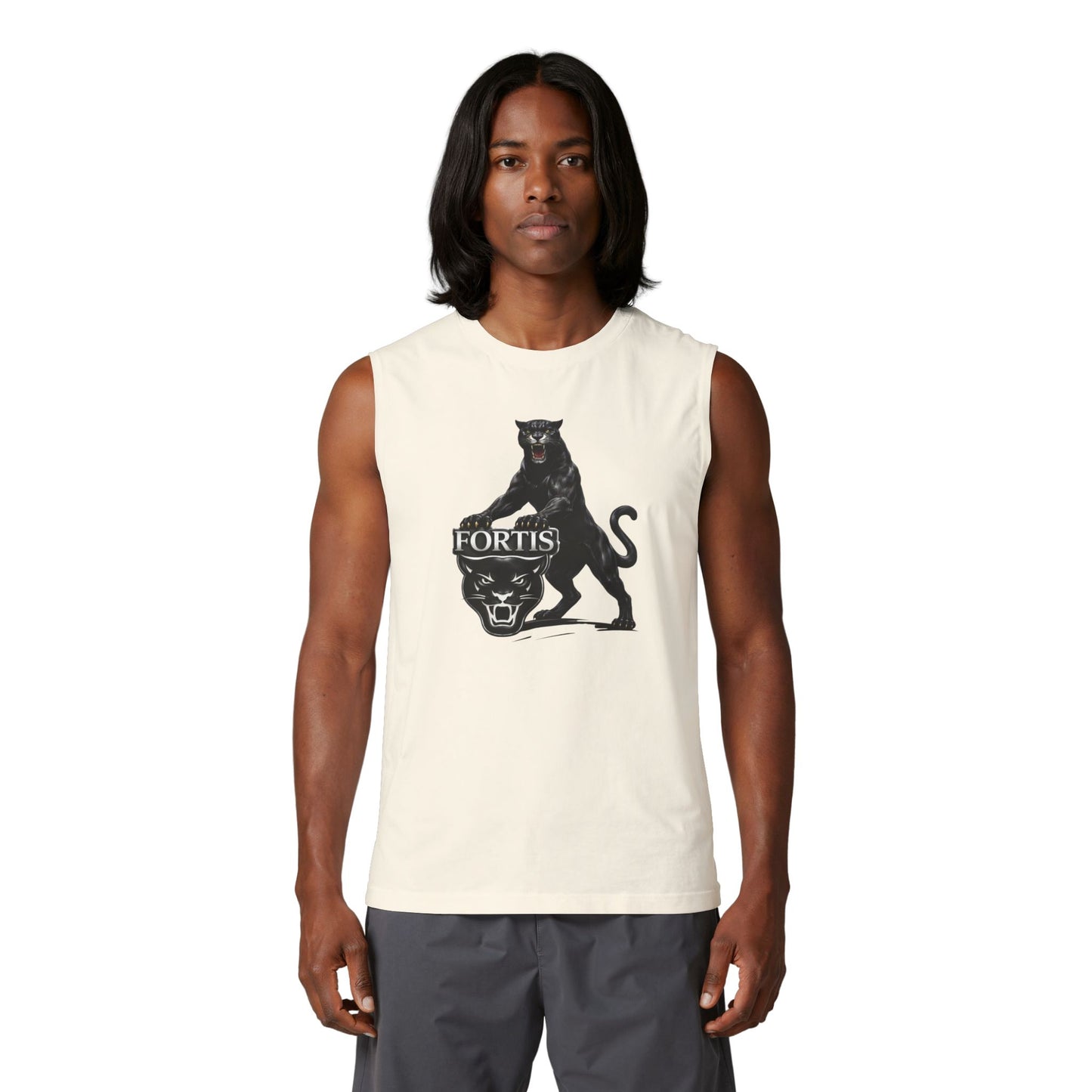 Fortis Panther Muscle Tank — Vintage Black Panther Graphic Tank Top