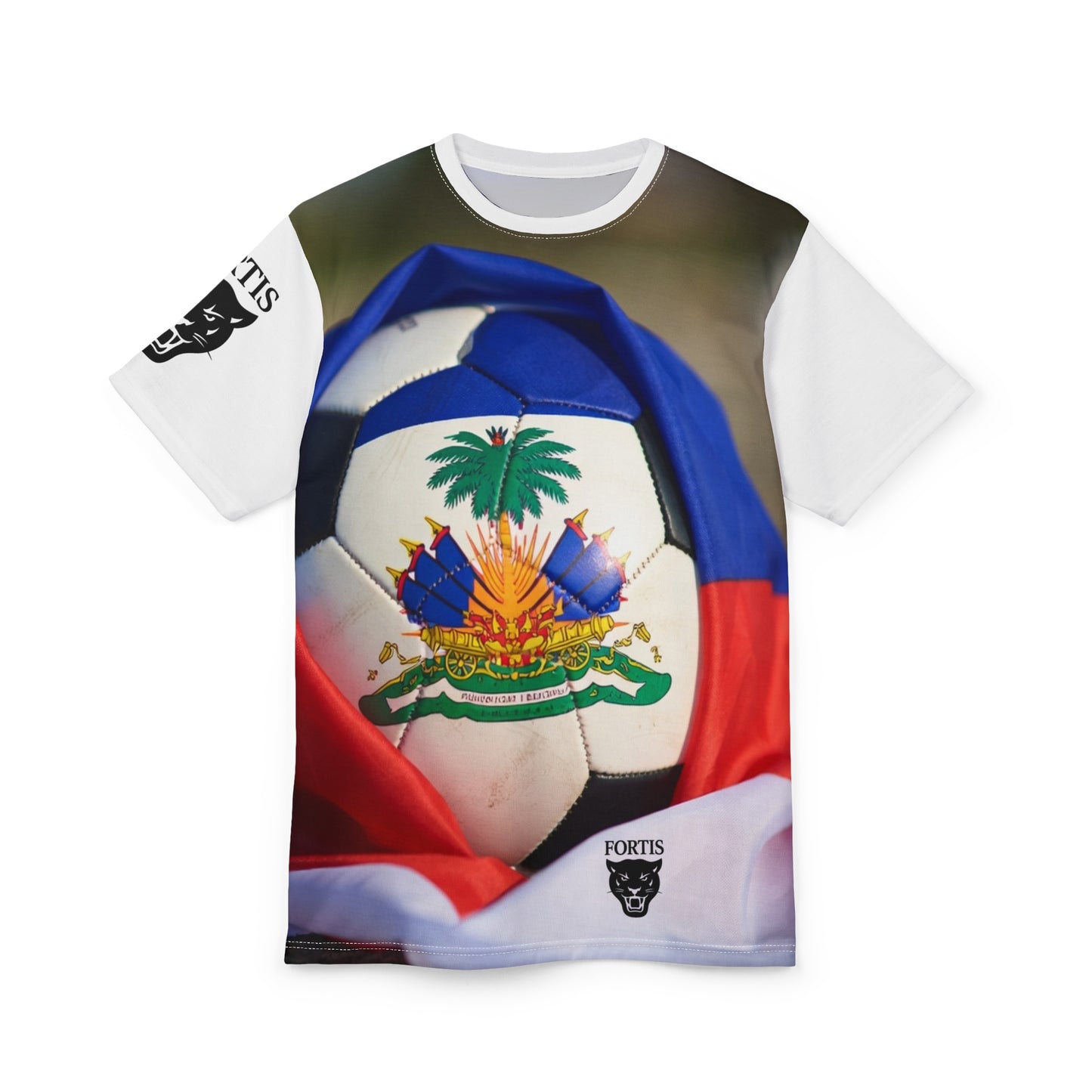 Haiti Flag Soccer Ball All-Over Print Tee