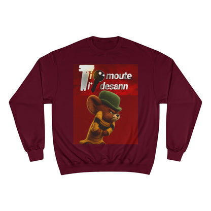 Sweatshirt — Retro Cartoon Mouse "T' moute desann" Graphic Crewneck