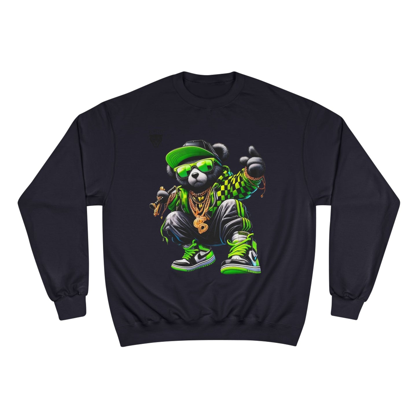 Hip Hop Bear Champion Sweatshirt — Streetwear Crewneck with ‘Champion’ Style Graphic
