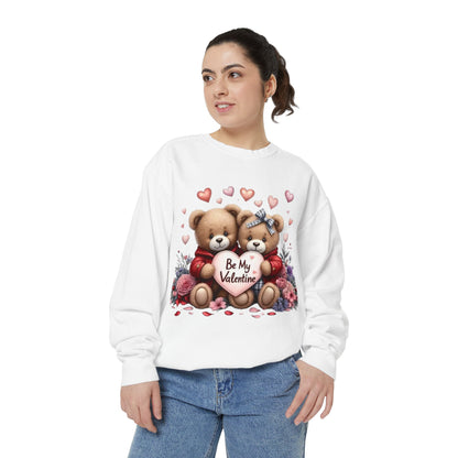 Valentine Teddy Sweatshirt — "Be My Valentine" Cute Couple Bears Design