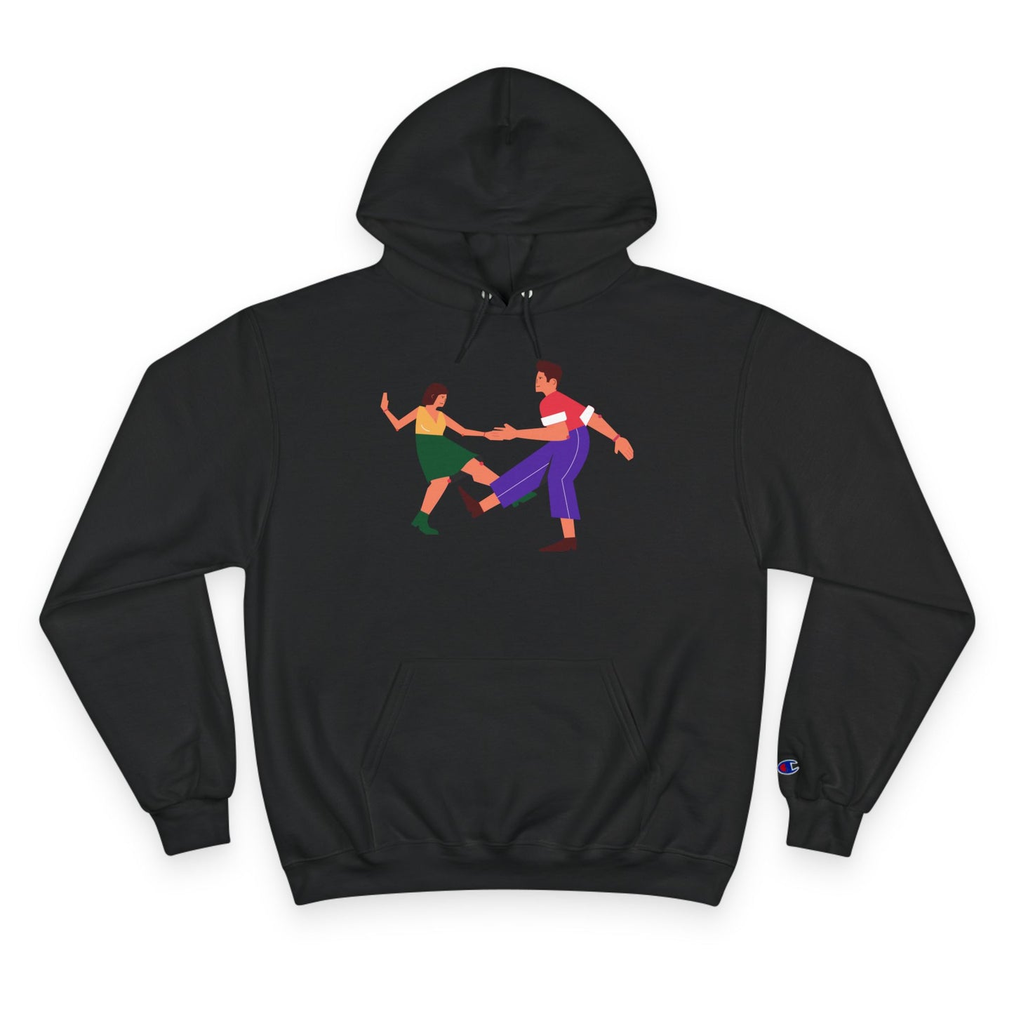 Dancing Couple Champion Hoodie — Retro Social Dance Graphic Pullover