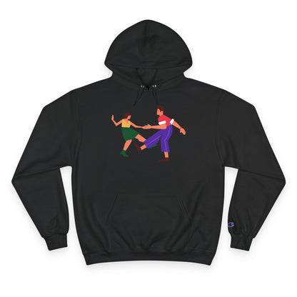 Dancing Couple Champion Hoodie — Retro Social Dance Graphic Pullover