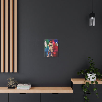 Classic Canvas Portrait Print — Youth Holding Nigeria & Haiti Flags
