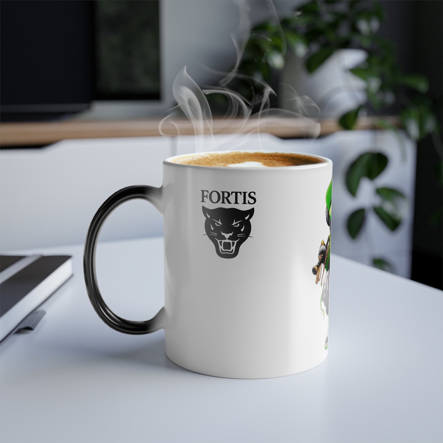 Color-Changing 11oz Mug — Hip Hop Bear Graphic (Green Streetwear)