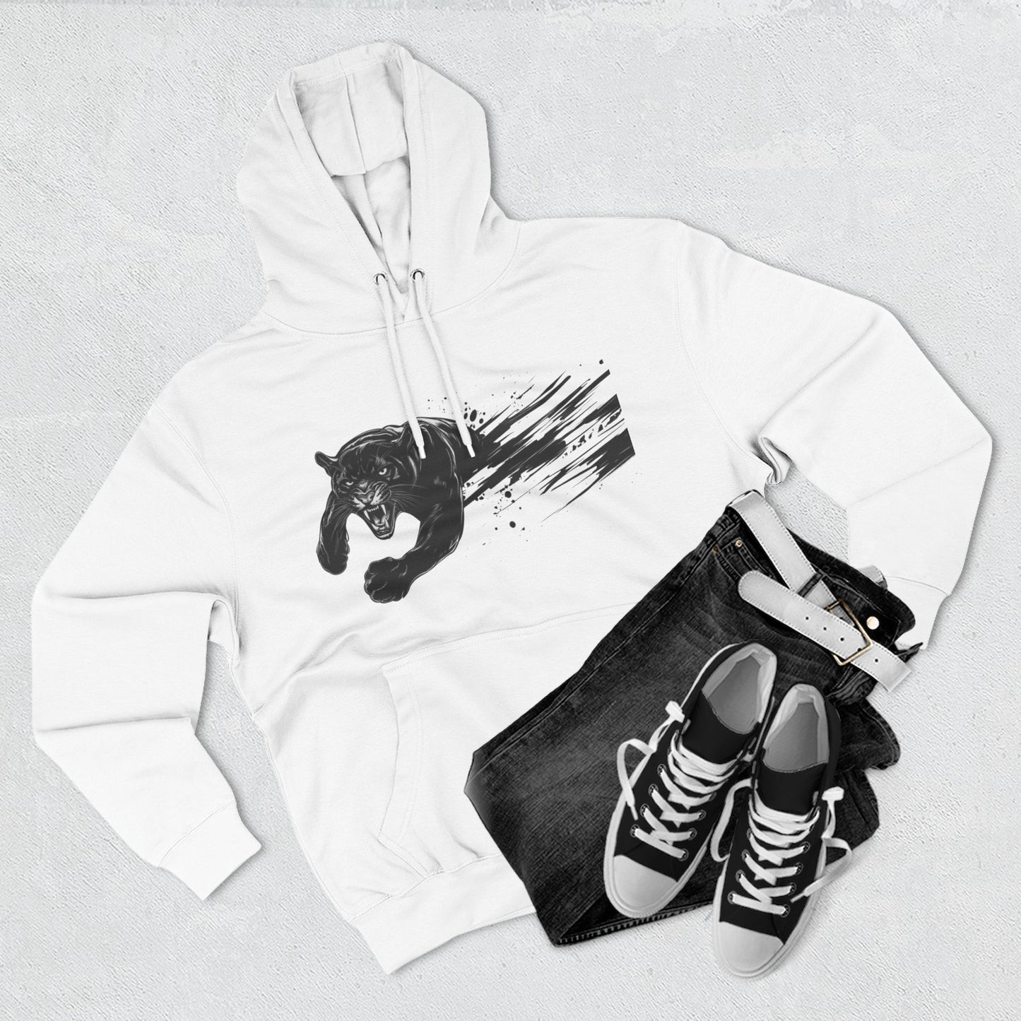 Panther Motion Hoodie — Leaping Black Panther Graphic Pullover
