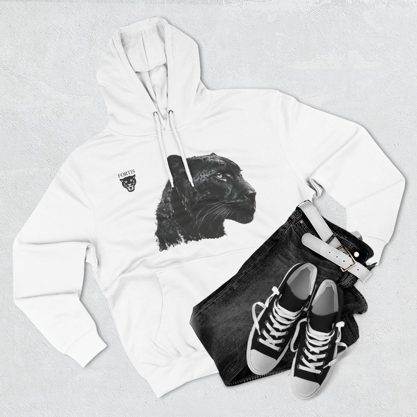 Black Panther Profile Hoodie — Minimalist Feline Graphic Pullover