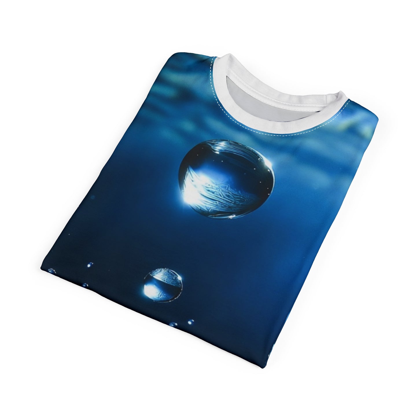 Water Drop All-Over Print Tee — Photorealistic Splash Design