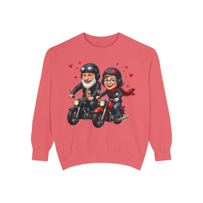 Couple Biker Sweatshirt — Cute Riding Grandparents with Hearts