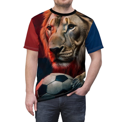Lion Soccer Tee – Bold Football Lion Graphic All-Over Print Shirt