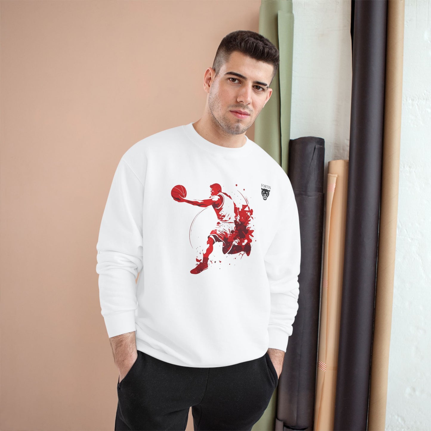 Basketball Splash Sweatshirt – Red Dribble Player Crew Neck