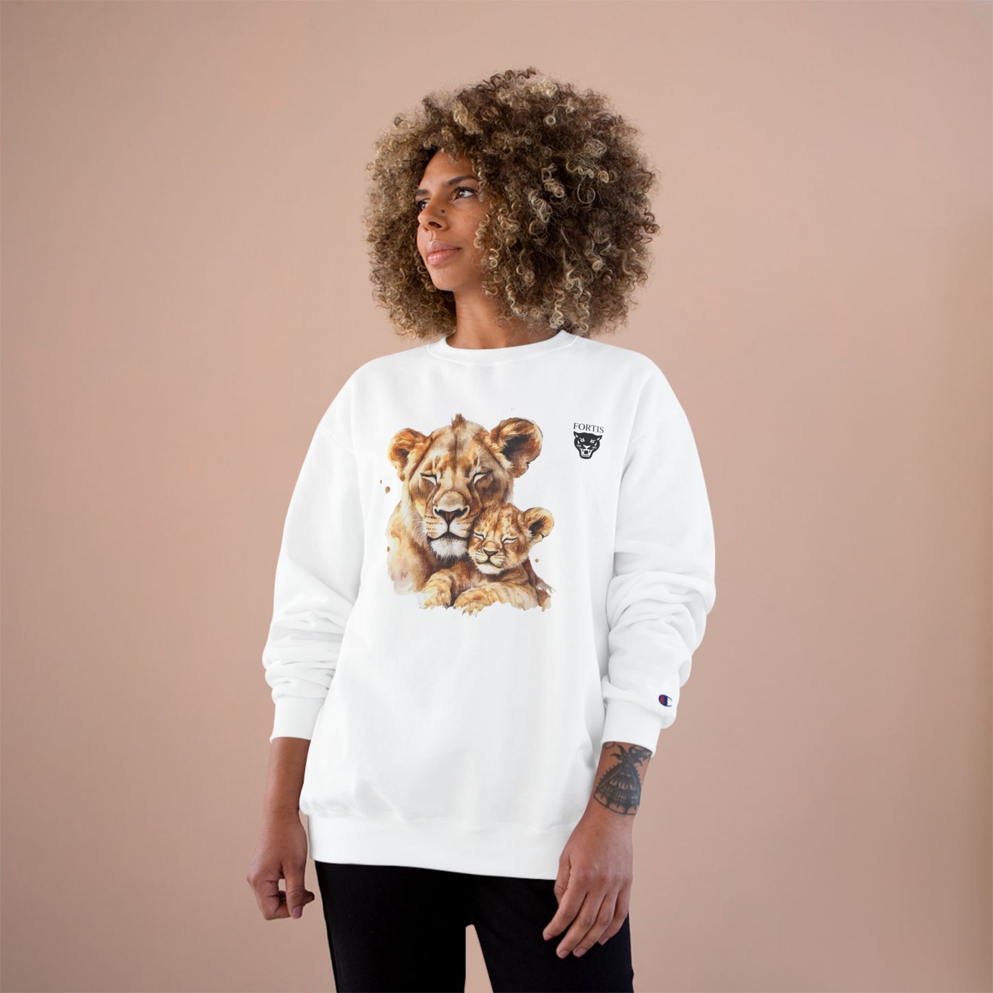 Lioness and Cub Sweatshirt — Cozy Wildlife Crewneck for Animal Lovers