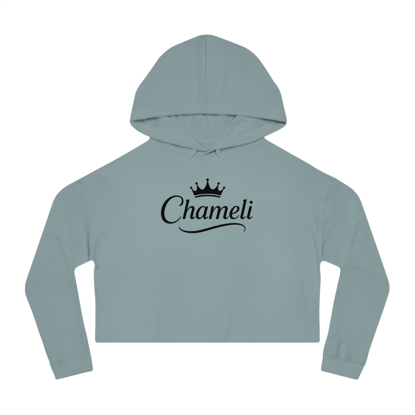 Cropped Hoodie — "Chameli" Script Crown Logo Women’s Hooded Sweatshirt