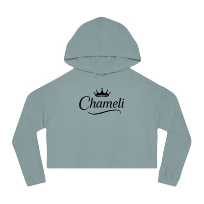 Cropped Hoodie — "Chameli" Script Crown Logo Women’s Hooded Sweatshirt