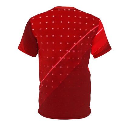 Red Abstract Cut & Sew Tee — All-Over Print Athletic Graphic T-Shirt