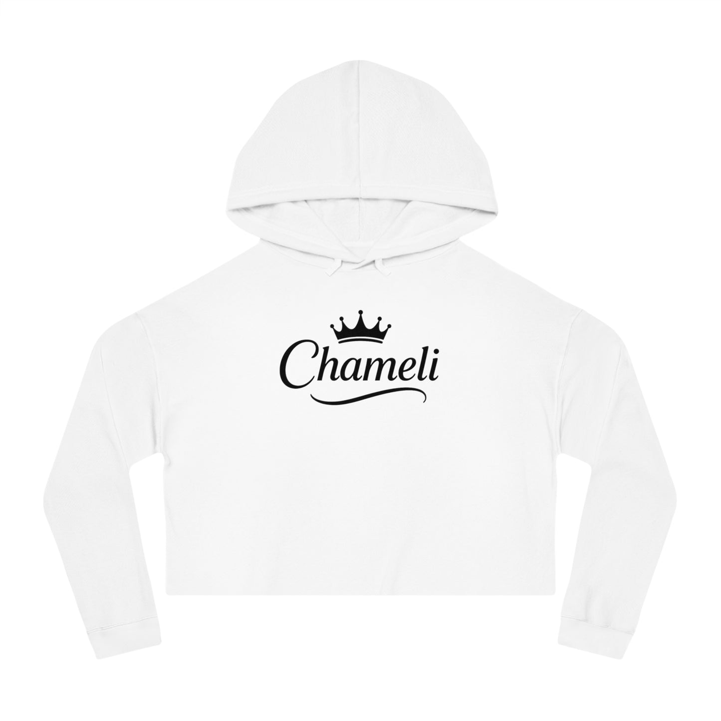 Cropped Hoodie — "Chameli" Script Crown Logo Women’s Hooded Sweatshirt