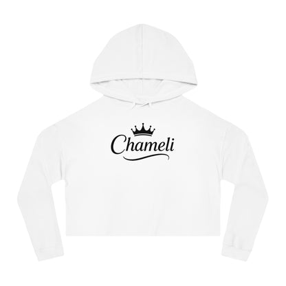 Cropped Hoodie — "Chameli" Script Crown Logo Women’s Hooded Sweatshirt