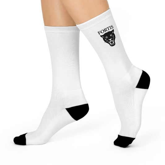 Fortis Panther Cushioned Crew Socks — Athletic Comfort, Black Heel & Toe