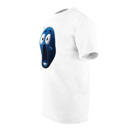 Blue Shocked Emoji T-Shirt — Funny Fuzzy Face Graphic Tee