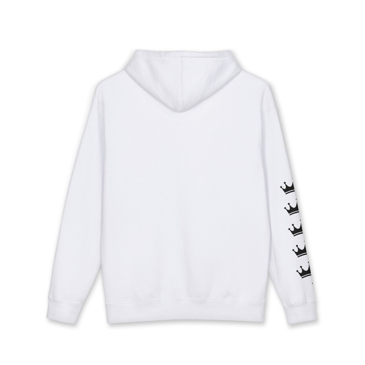 Chameli Crown Hoodie — Personalized Script Logo Pullover with Sleeve Crowns