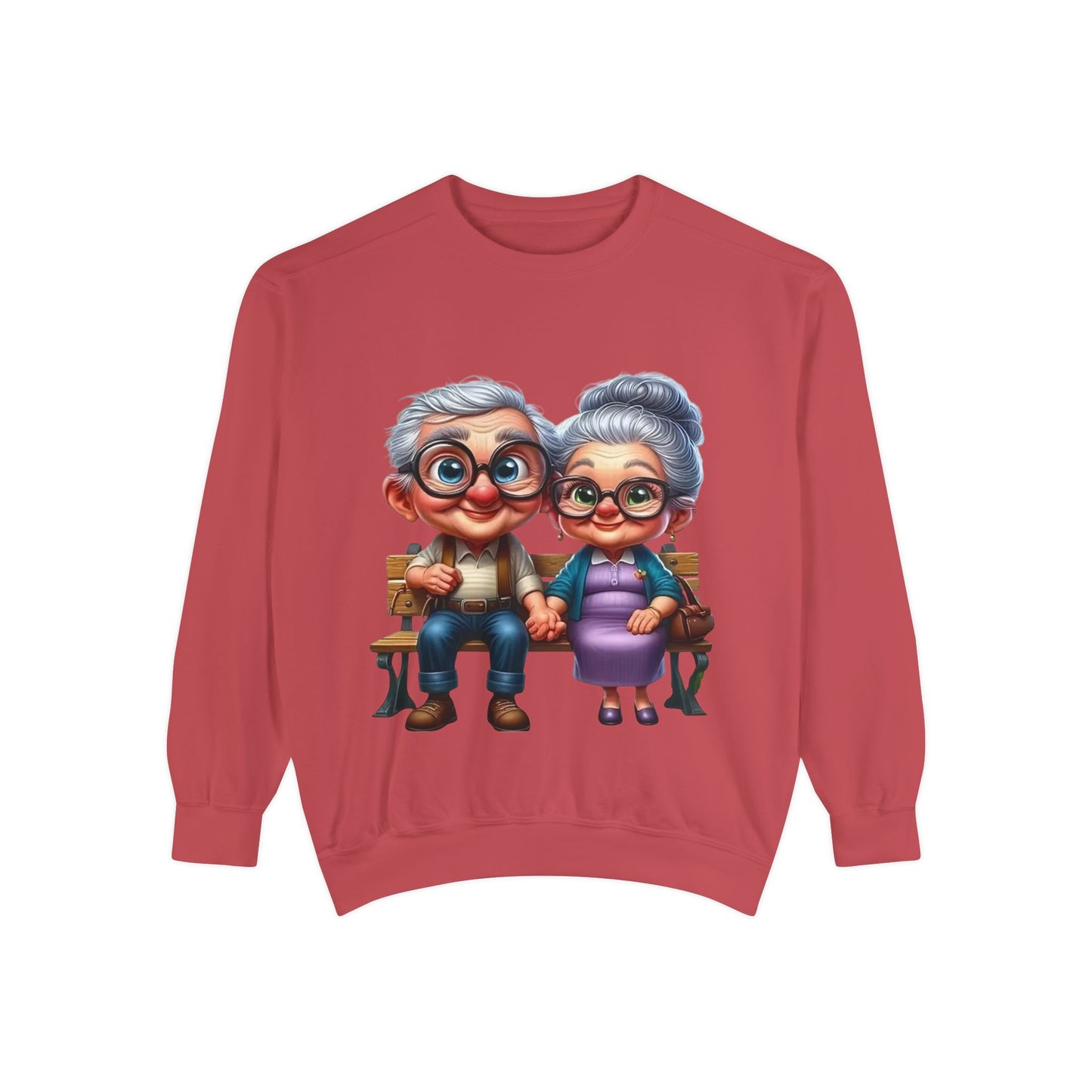 Grandparents Sitting on Bench Cute Couple Sweatshirt