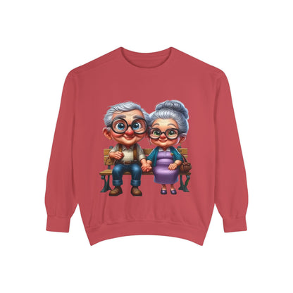 Grandparents Sitting on Bench Cute Couple Sweatshirt