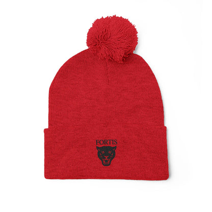 Embroidered Pom-Pom Beanie — FORTIS Panther Knit Cap