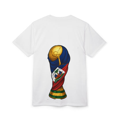 Haiti Soccer Fan Tee – Player Celebrating with Haitian Flag