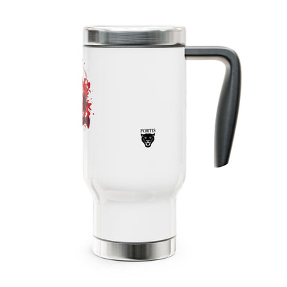 Basketball Player Splash Stainless Steel Travel Mug — 14oz Insulated Handle Tumbler