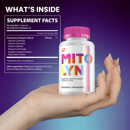 Keto Capsules - Mito Lyn Advanced Formula,  Keto Pills All-Natural Maximum Strength 800MG, 3 Pack, 180 Capsules