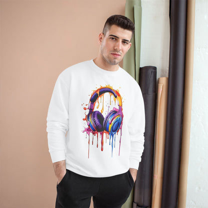 Headphone Drip Sweatshirt — Colorful Paint-Drip Music Crewneck