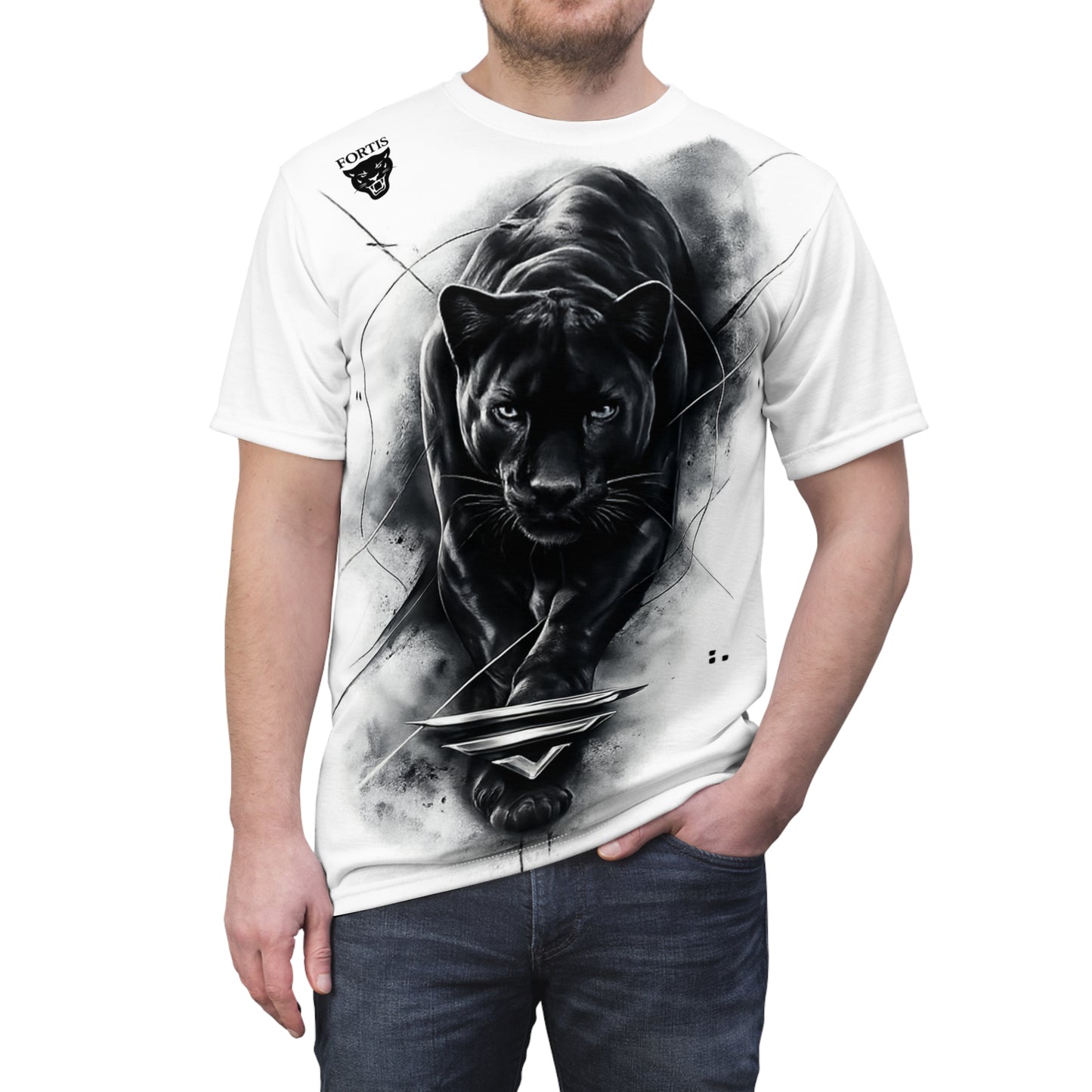 Black Panther Graphic Tee — Fierce Panther All-Over Print T-Shirt