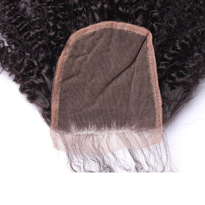 Nicewig 100% Raw Remy Virgin Mongolian 4B 4C Afro Kinky Curly Human Hair Lace Closure with Baby Hair 4"X4"Swiss Lace Free Part Bleached Knots 16"